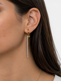 Orecchini pendenti charm cuore verde con cascata brillantini