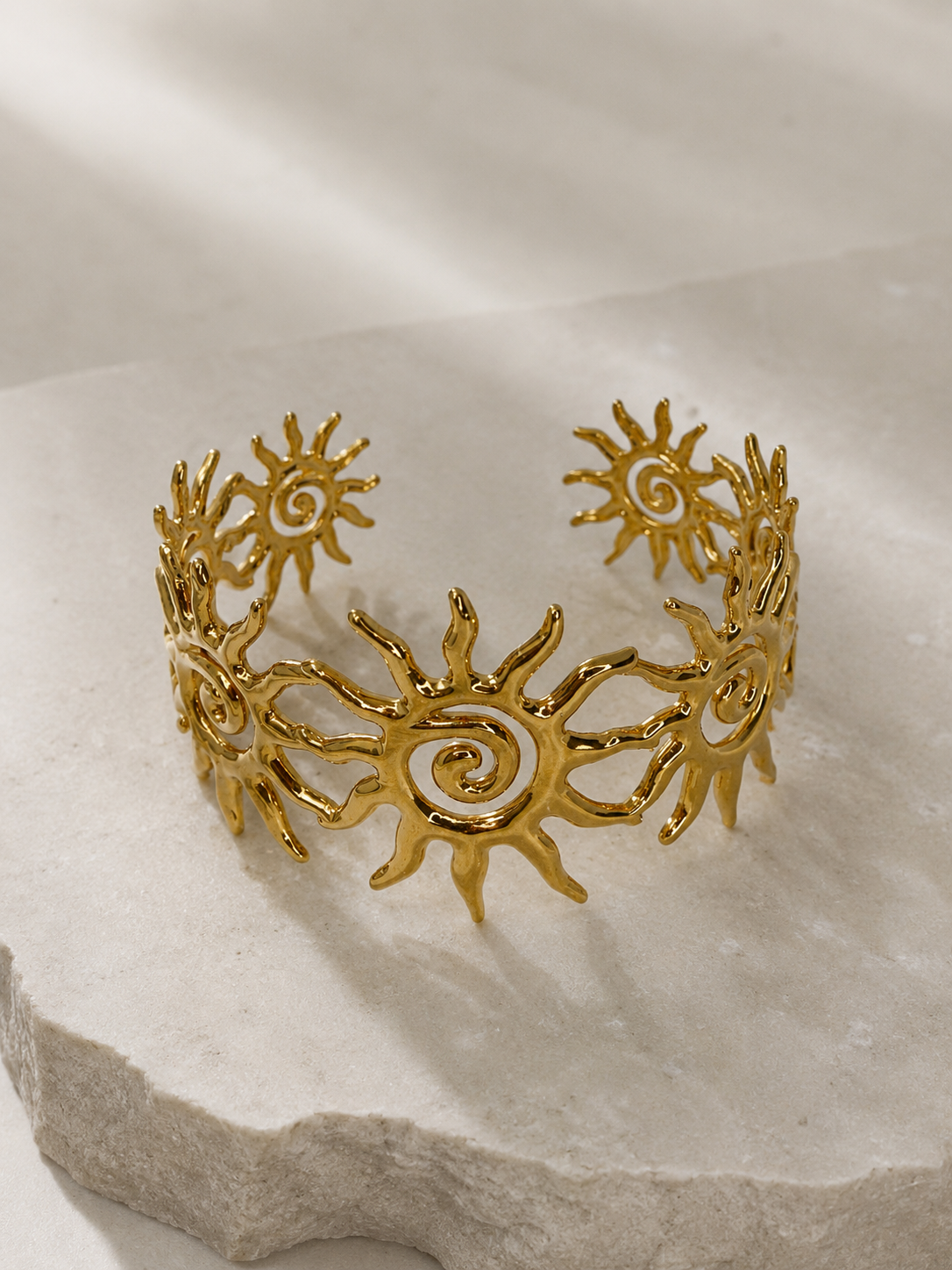 Bracciale Soleil oro con 3 soli stilizzati a raggi