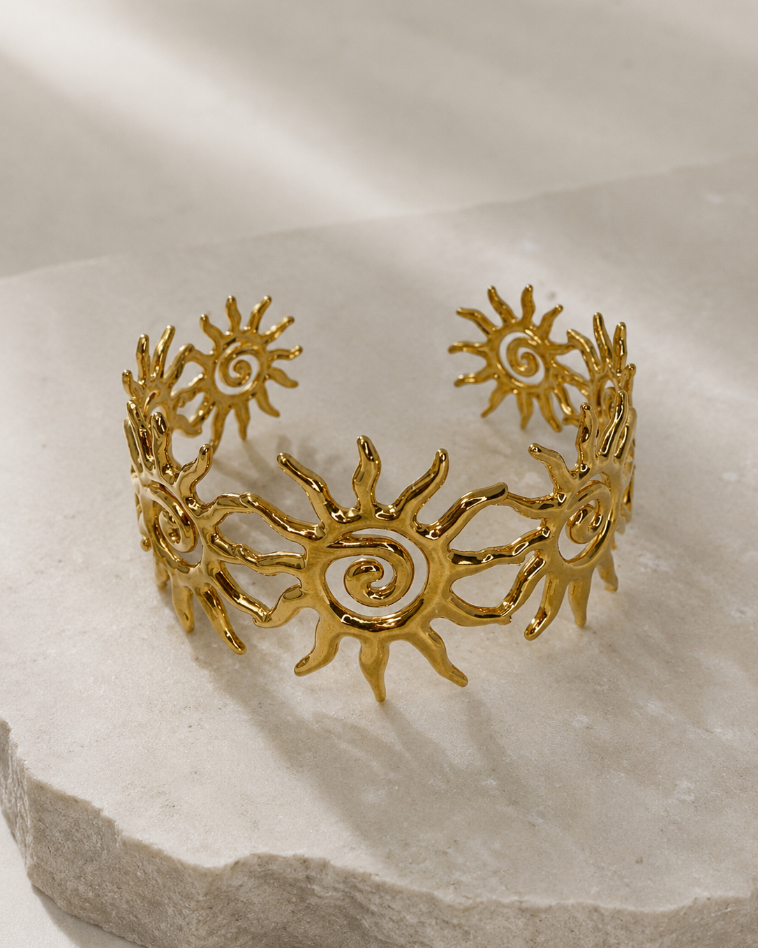 Bracciale Soleil oro con 3 soli stilizzati a raggi